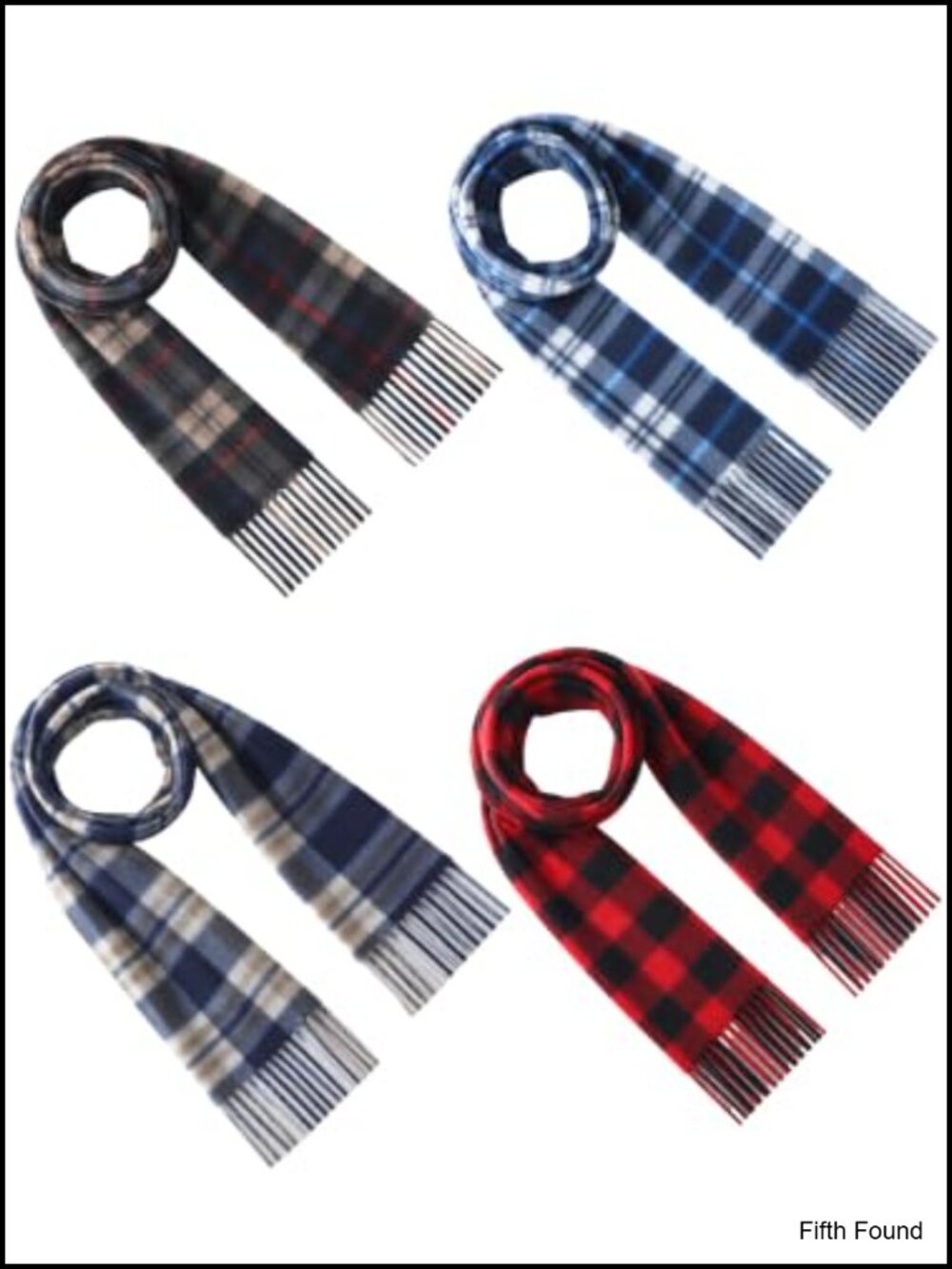Kids Winter Scarf 4 Pc Set Polyester Buffalo Plaid Scarves